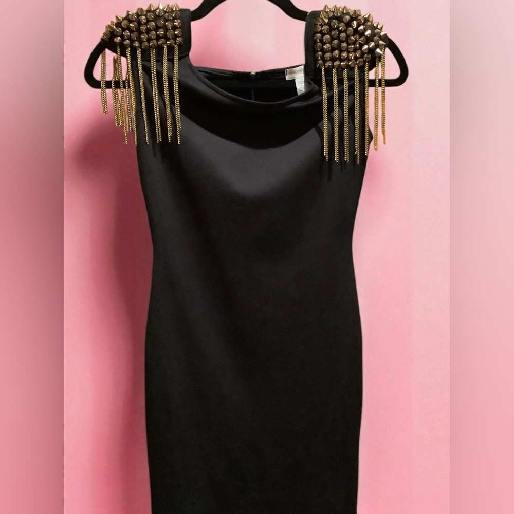 Vintage Y2K A’Gaci Black Bodycon Made in USA Party Statement Dress Size S